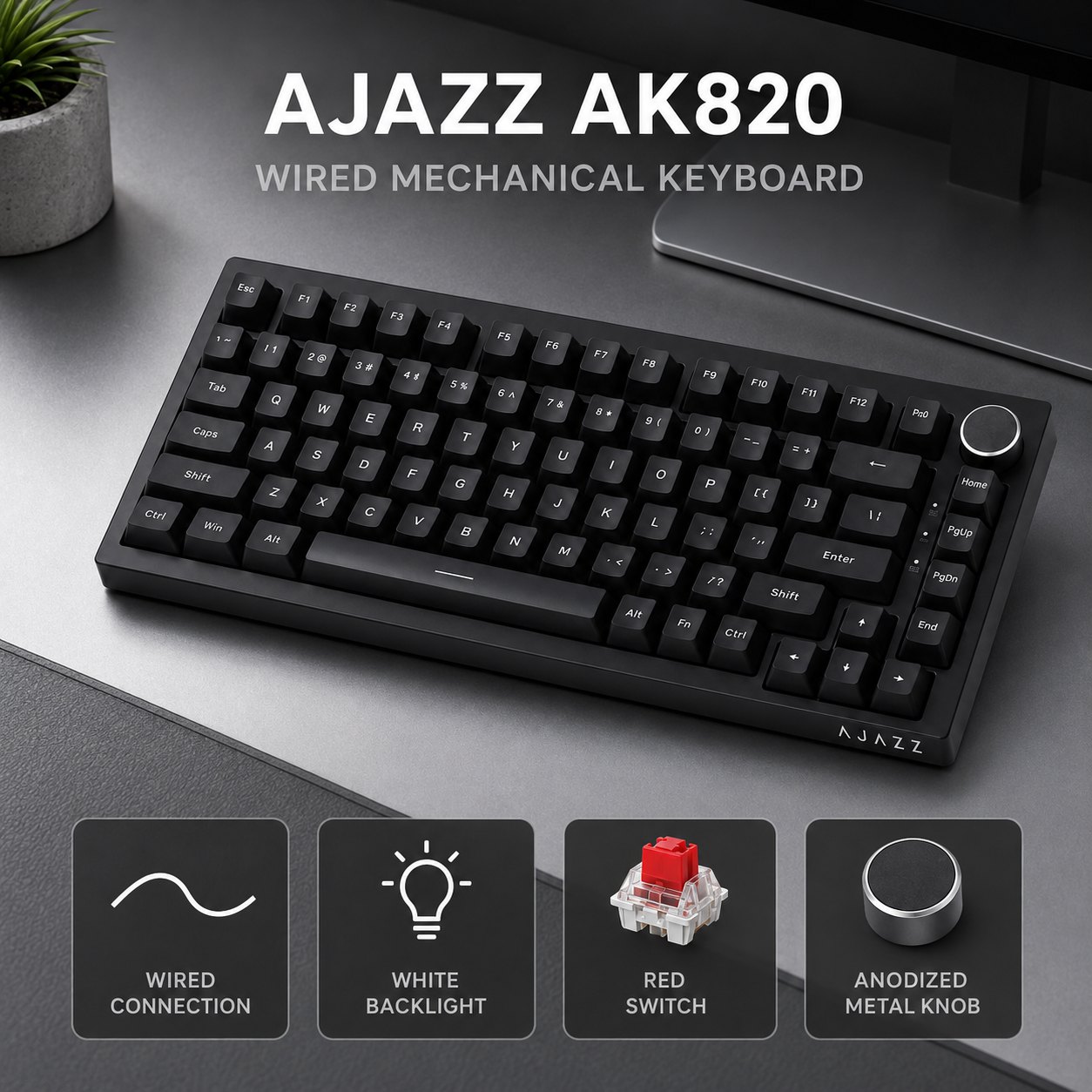 Keyboard Gaming Blue Switch - لوحة مفاتيح الألعاب الميكانيكية AJAZZ AK820