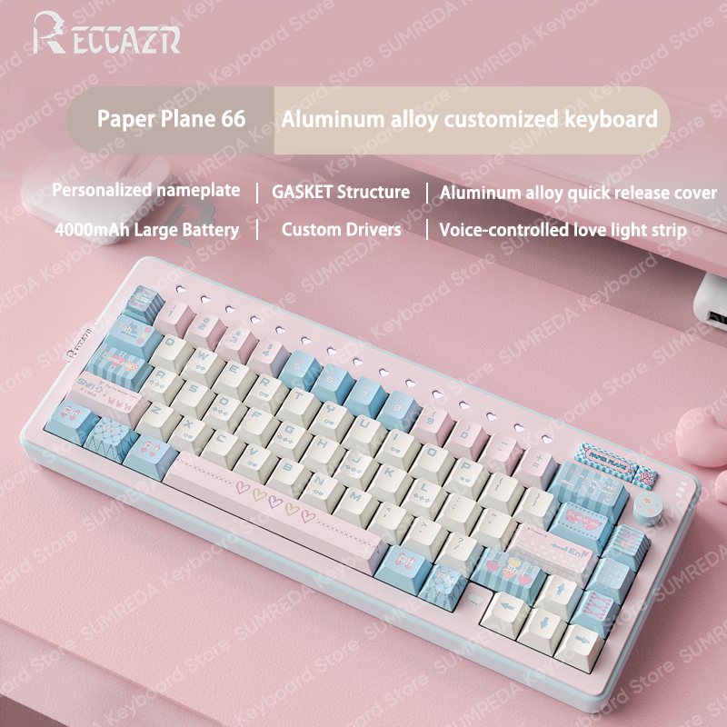 RECCAZR R66 Paper Plane66 مجمو - مراجعة Gaming Keyboard Hot Swappable وسعره
