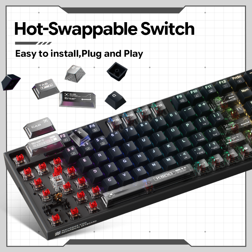 لوحة مفاتيح ميكانيكية سلكية Ma - مراجعة Gaming Keyboard Hot Swappable وسعره